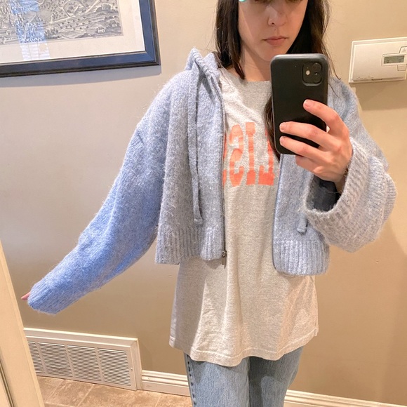 Zara Cropped Wool Zip Up Hoodie - Picture 2 of 4